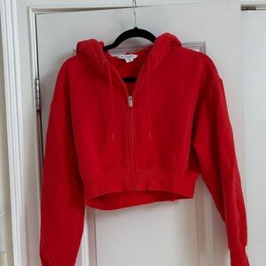 Athleta Cropped Red Zip-Up Hoodie